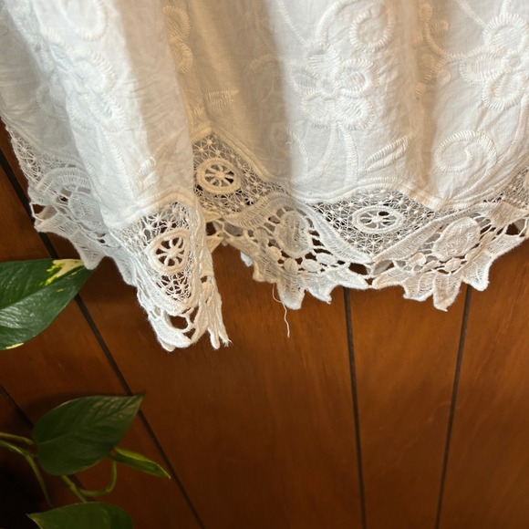 Chicos Embroidered Off The Shoulder Boho Lace White Cotton Blouse Plus Size 16 - Picture 2 of 9
